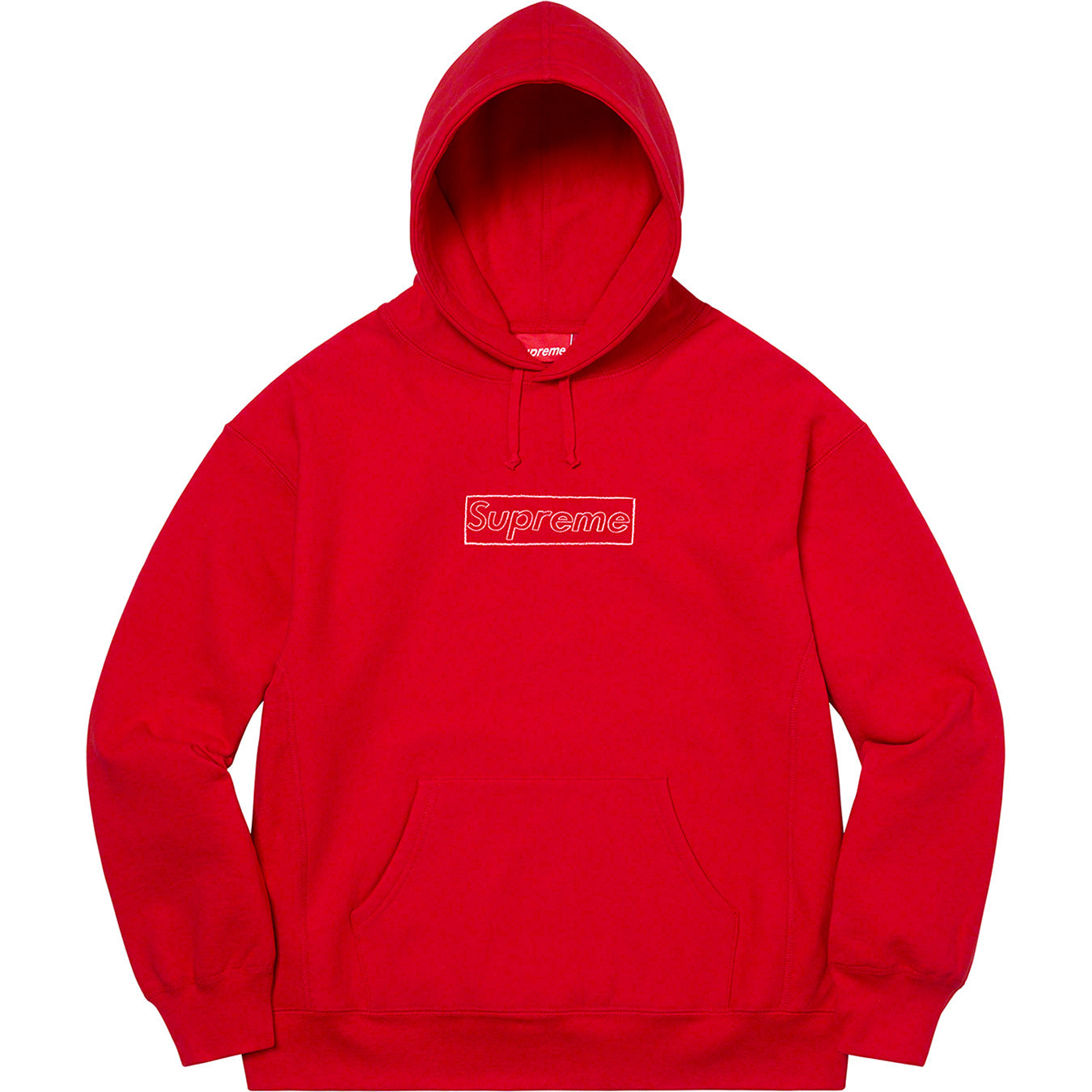 SUPREME X KAWS Chalk Box Logo Hoodie Red