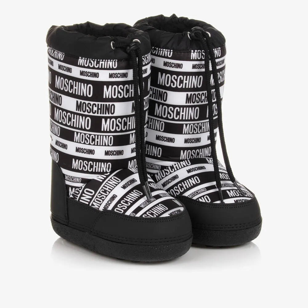 Teen Black & White Snow Boots