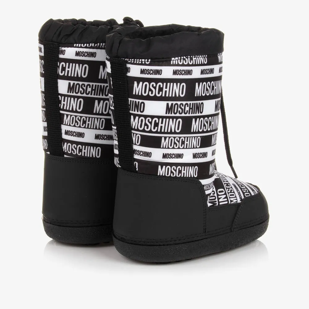 Teen Black & White Snow Boots