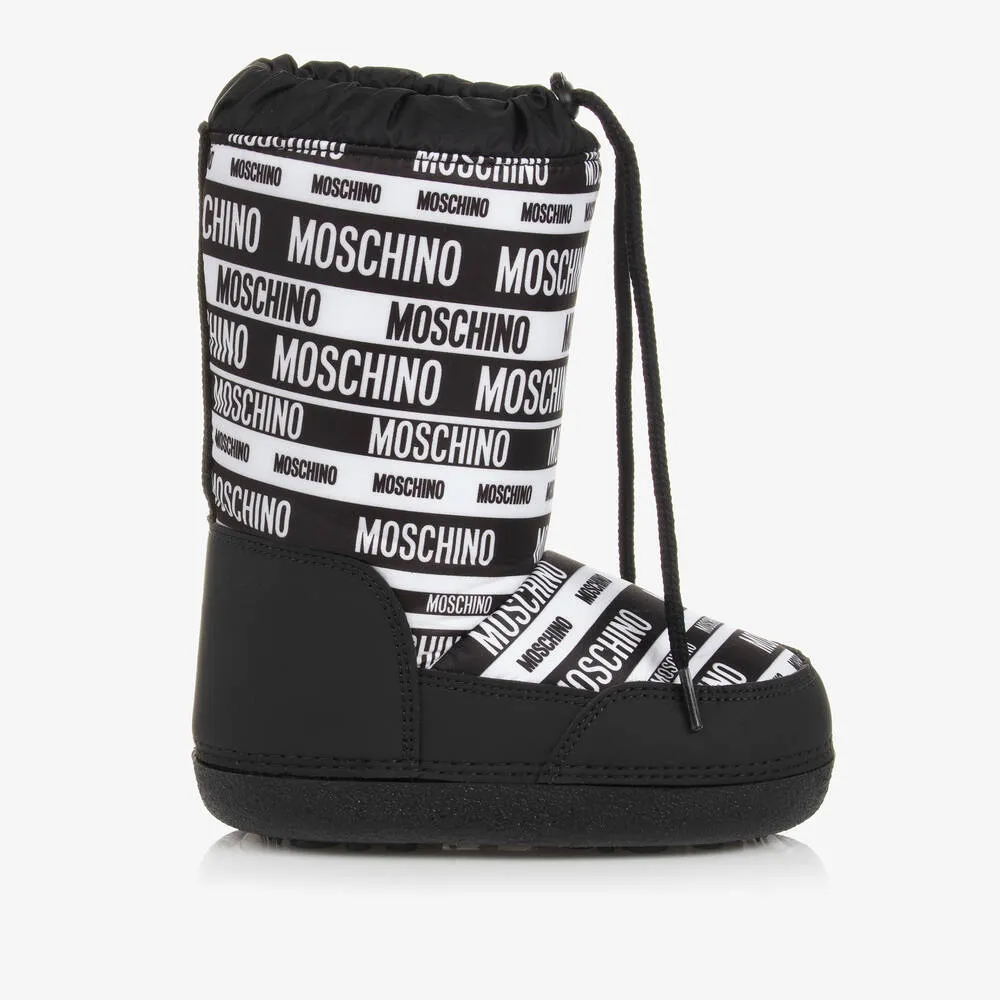 Teen Black & White Snow Boots