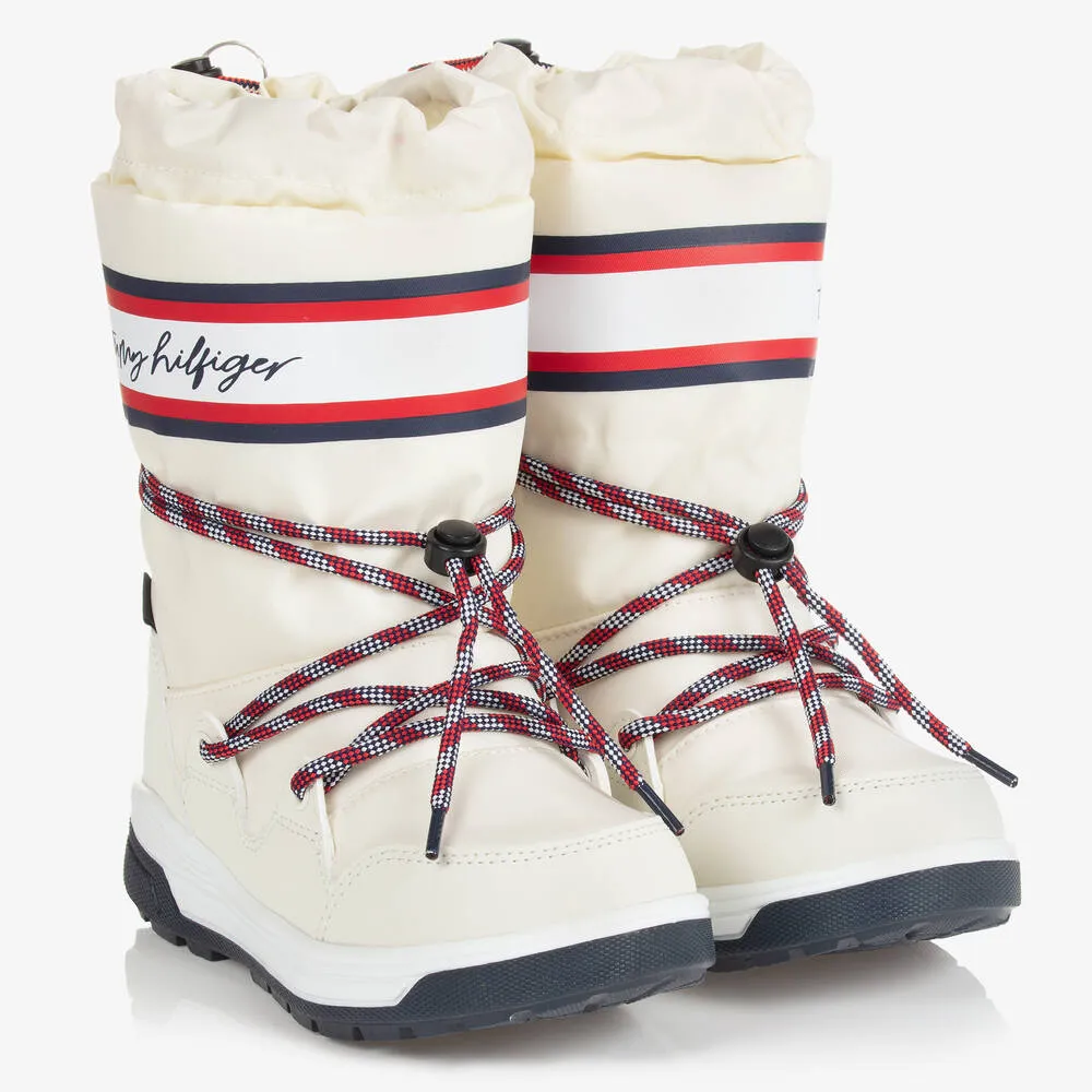 Teen Girls Ivory Logo Snow Boots