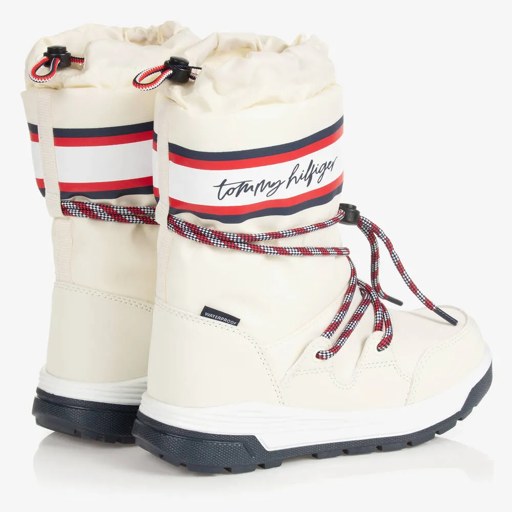 Teen Girls Ivory Logo Snow Boots