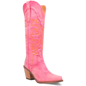 Texas Tornado Distressed Pink Denim Embroidered Knee High Boots (DS) ~ BACKORDER 6/20