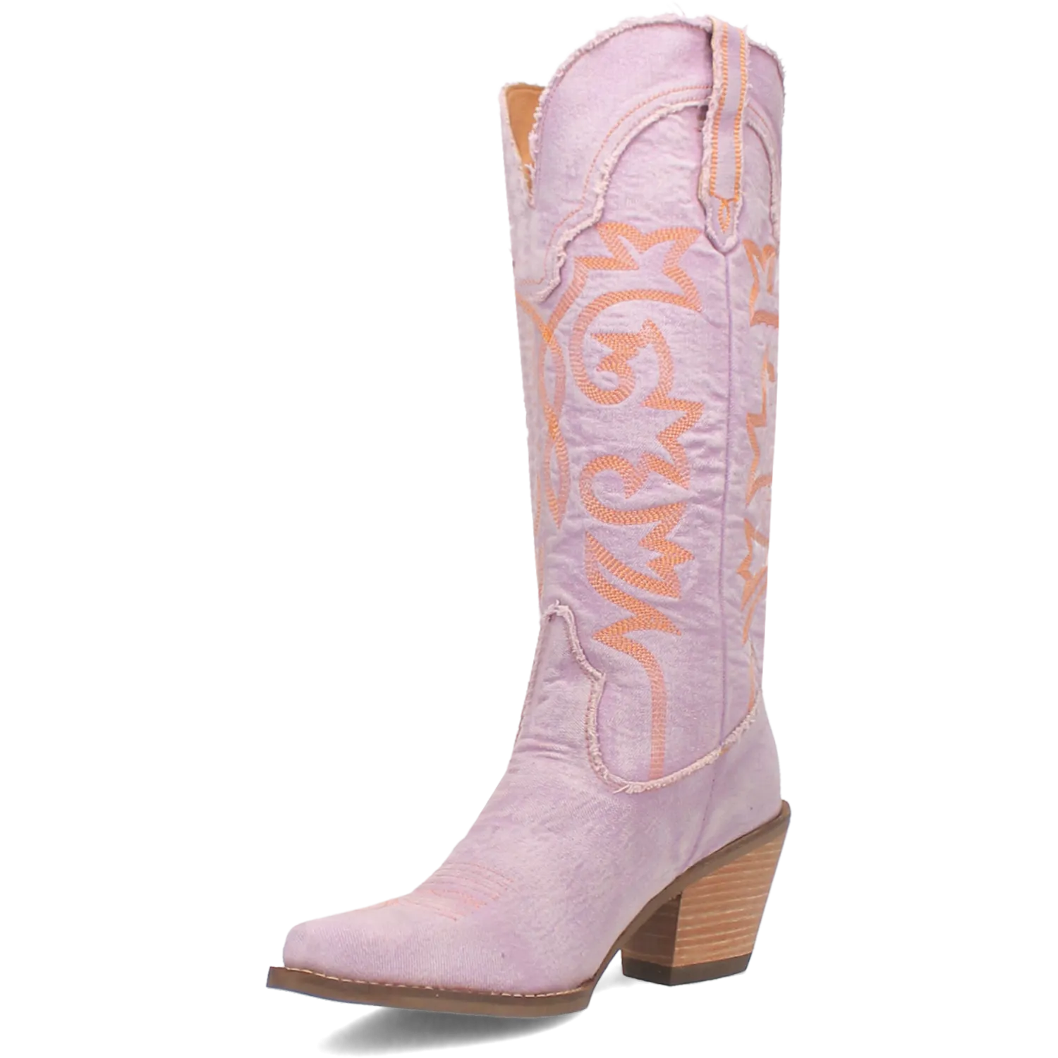 Texas Tornado Distressed Purple Denim Embroidered Knee High Boots (DS)