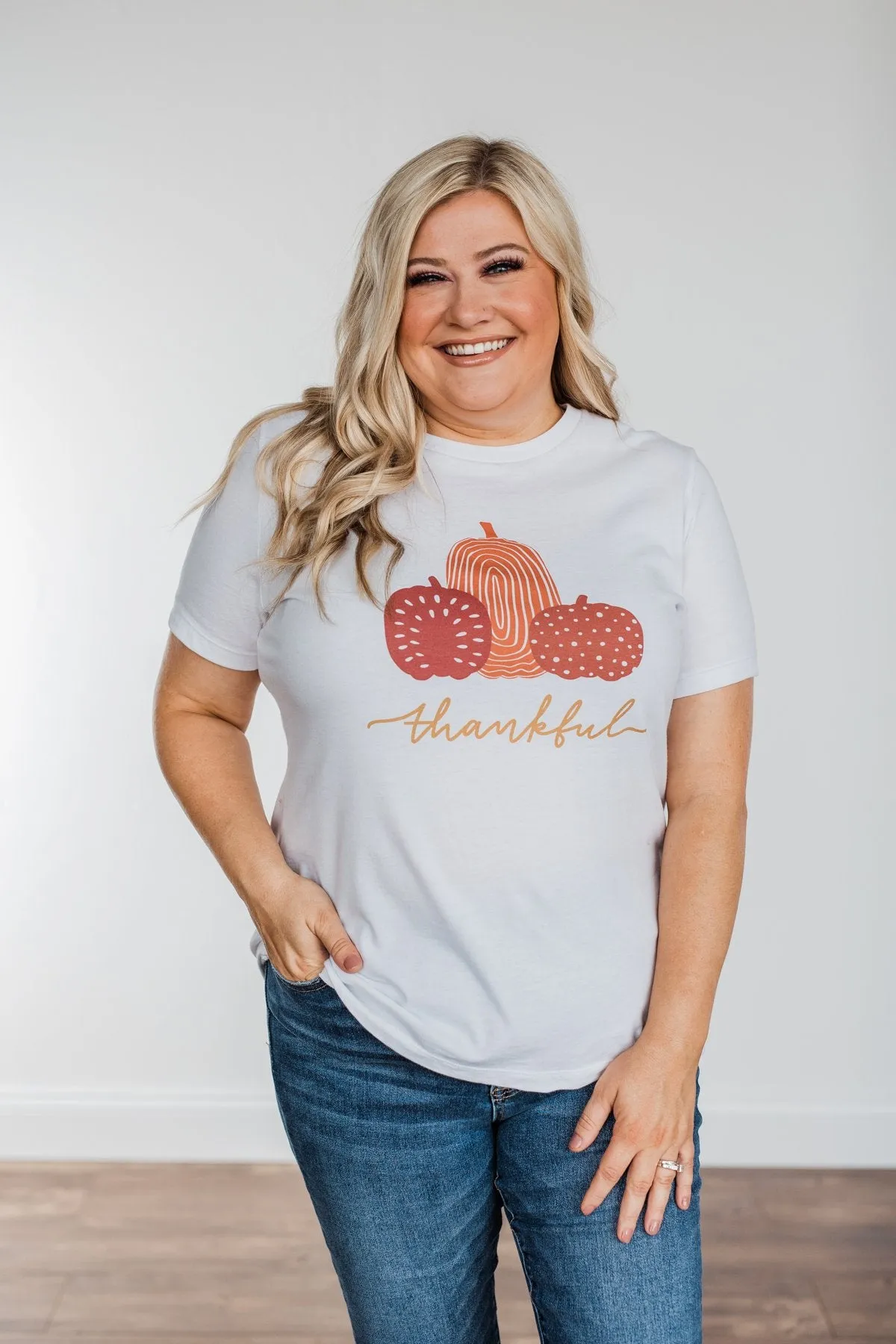 Thankful Pumpkin Graphic Tee- Ivory