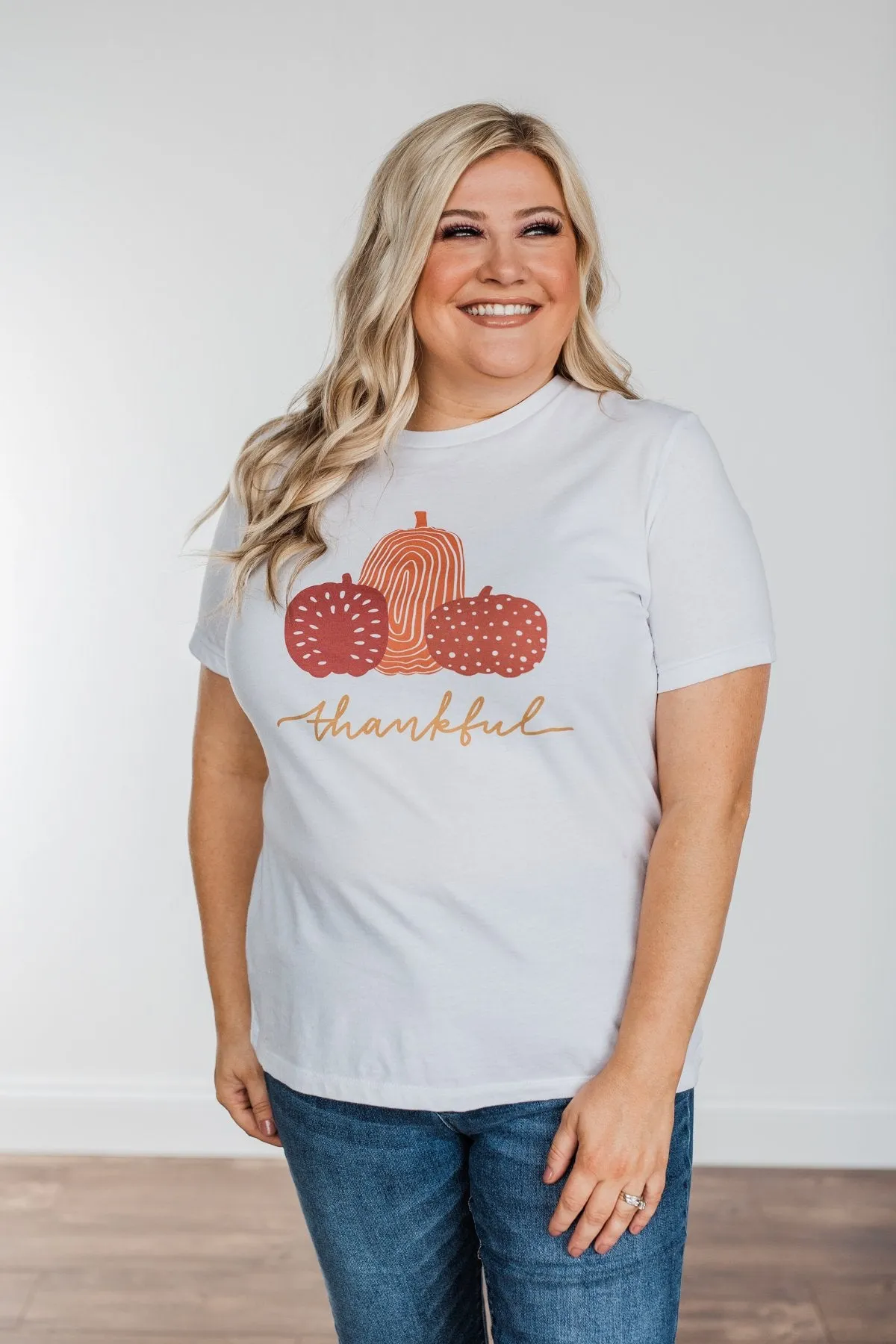 Thankful Pumpkin Graphic Tee- Ivory