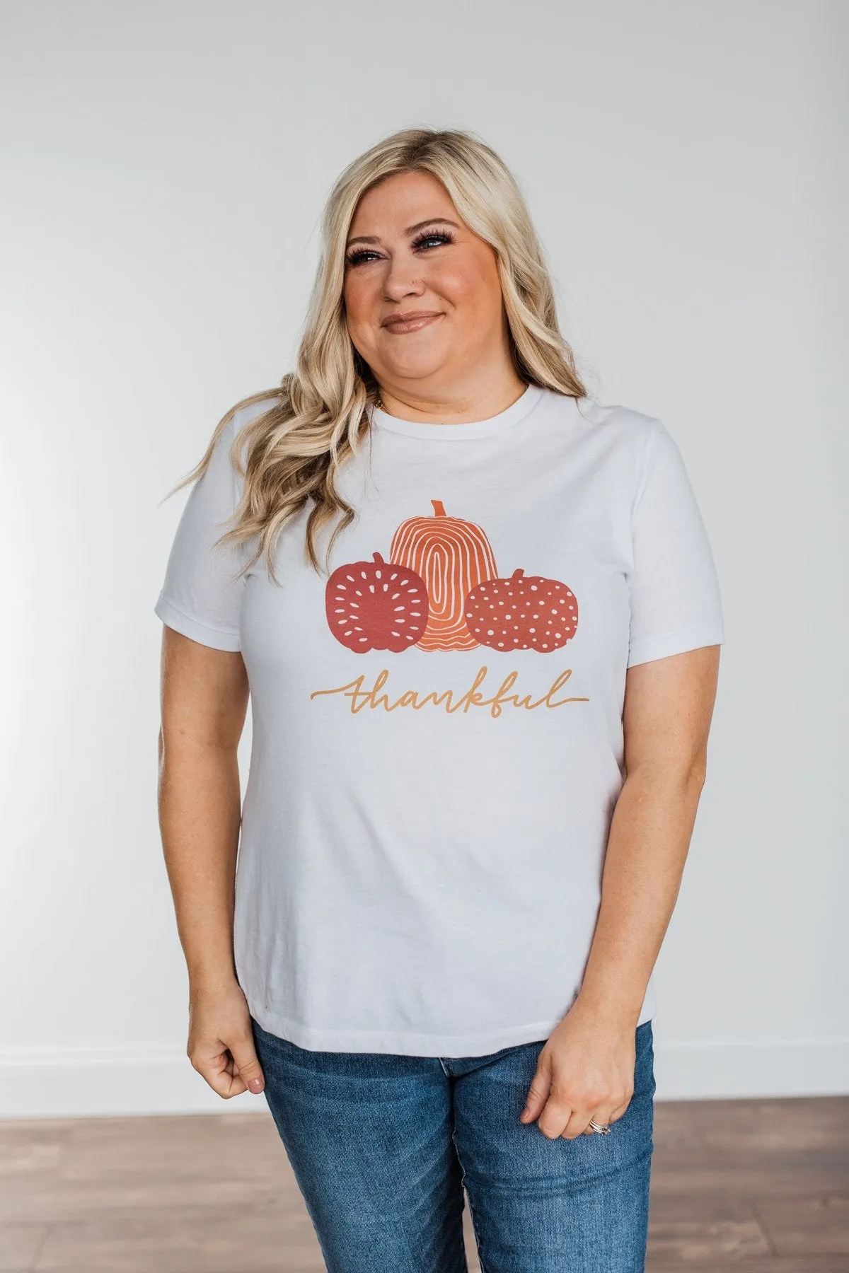 Thankful Pumpkin Graphic Tee- Ivory