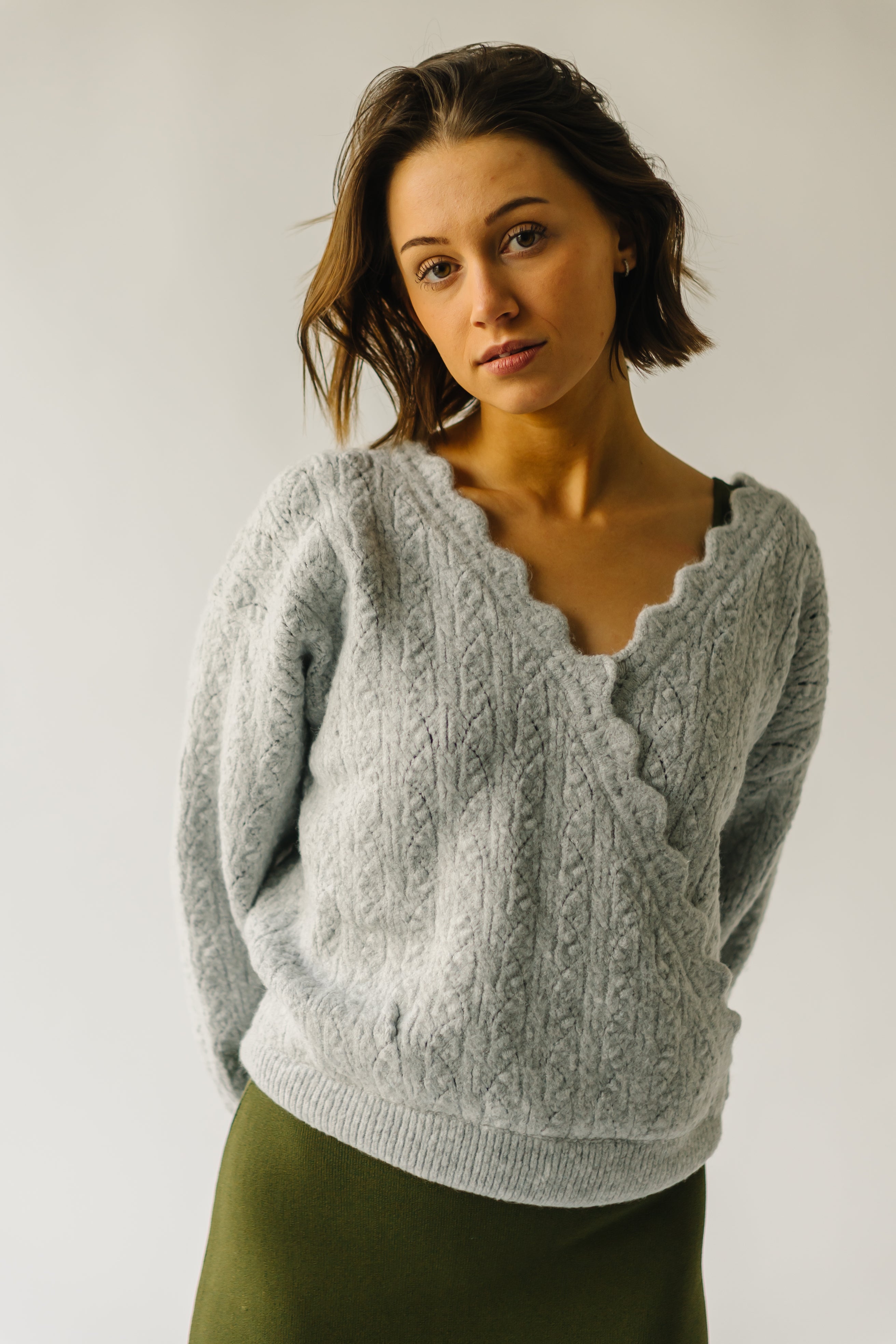 The Tagger Knit Wrap Sweater in Heather Grey