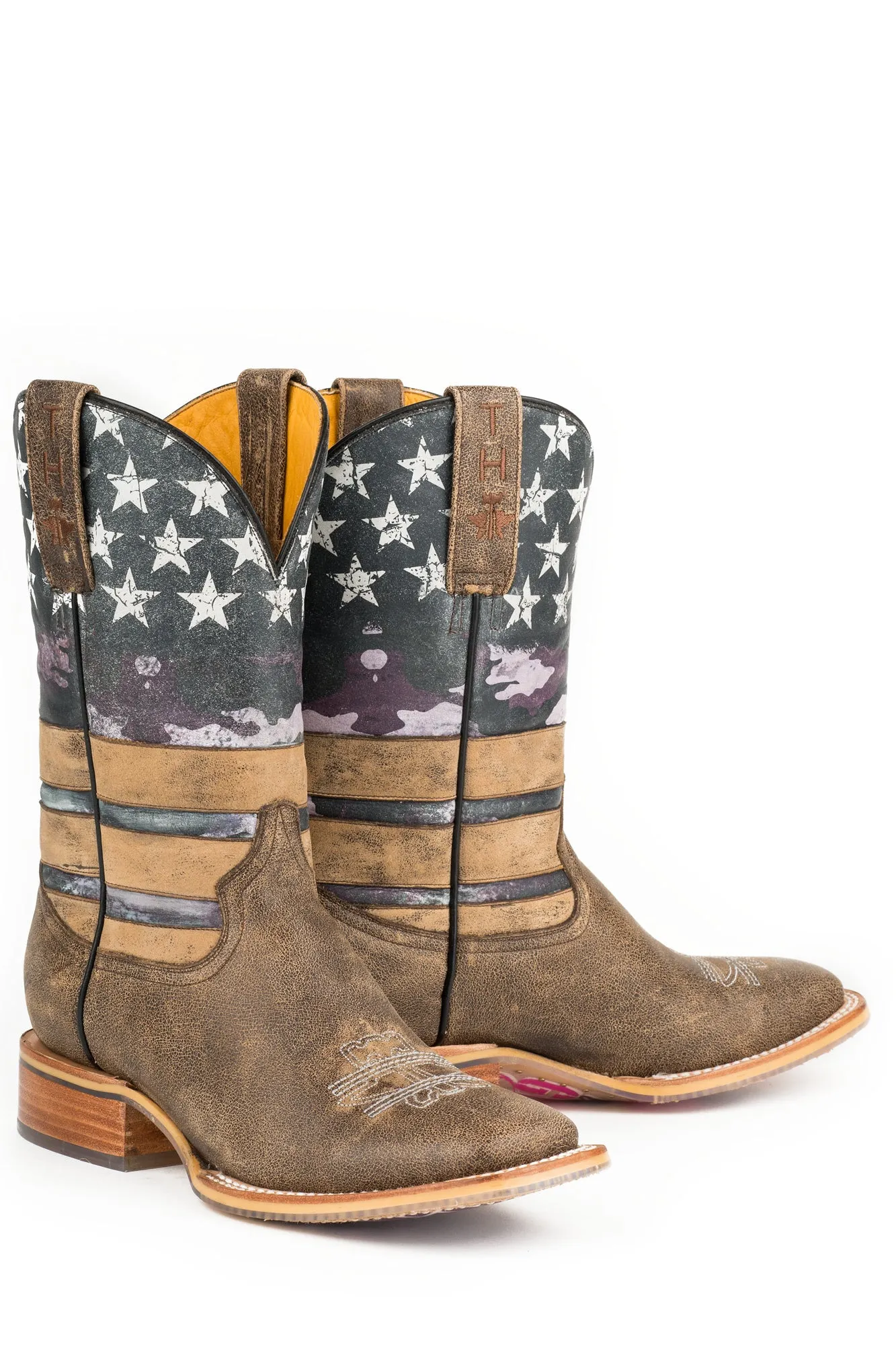 Tin Haul Shoot Like A Girl Ladies Multi Leather USA Flag Cowboy Boots