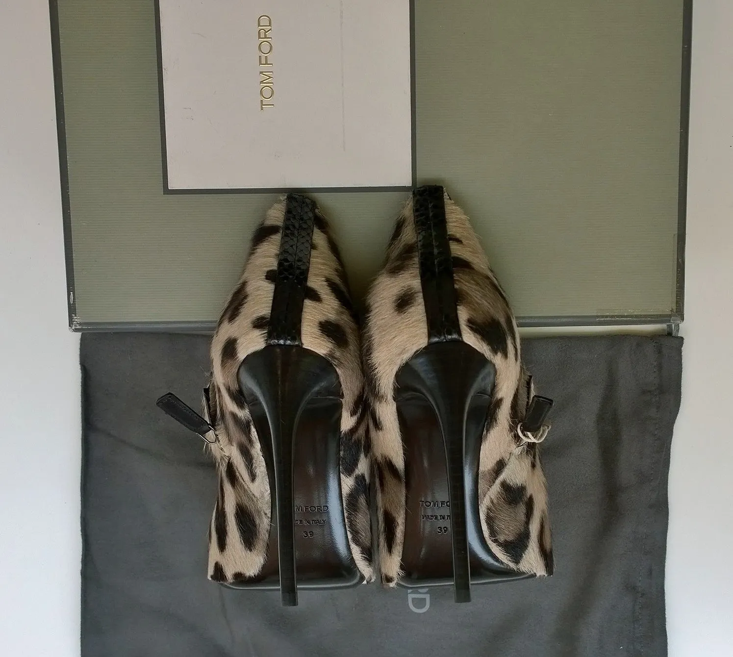 Tom Ford Snow Leopard Calf Ankle Boots new in box heels