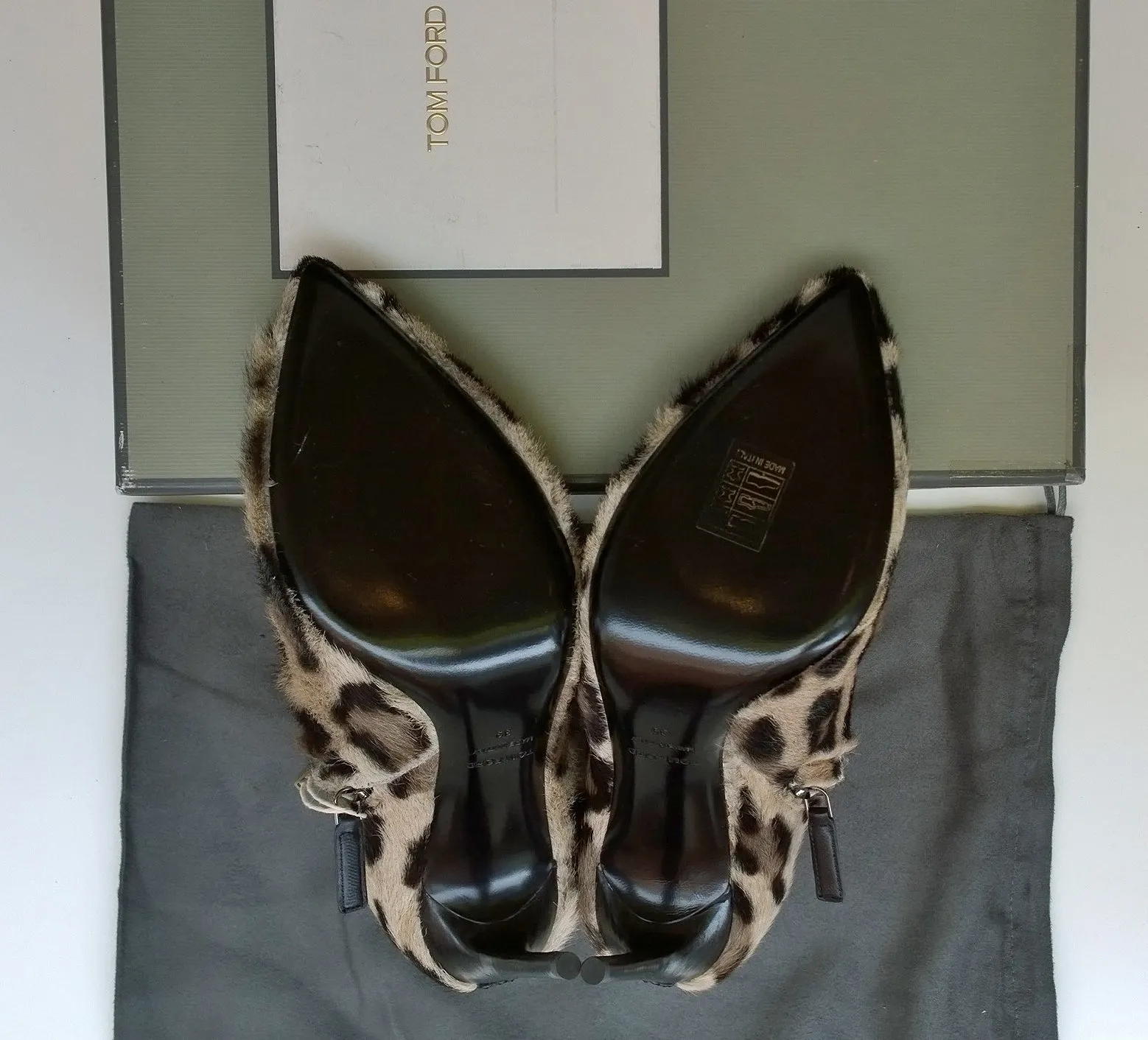 Tom Ford Snow Leopard Calf Ankle Boots new in box heels