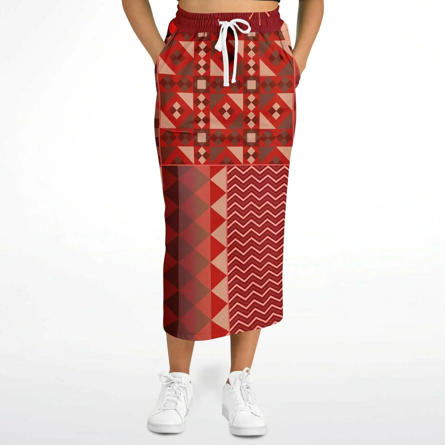 Toscana Red Eco-Poly Long Pocket Skirt