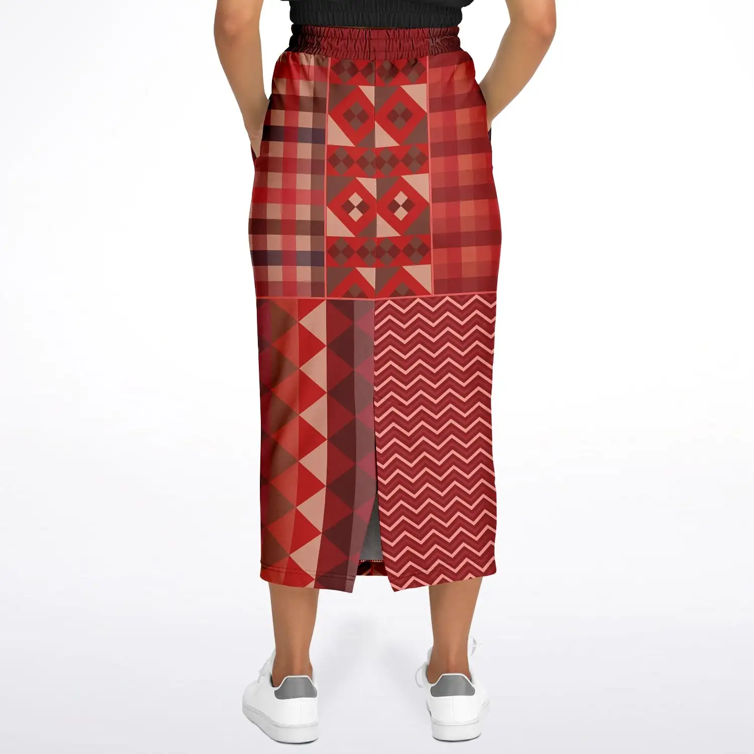 Toscana Red Eco-Poly Long Pocket Skirt