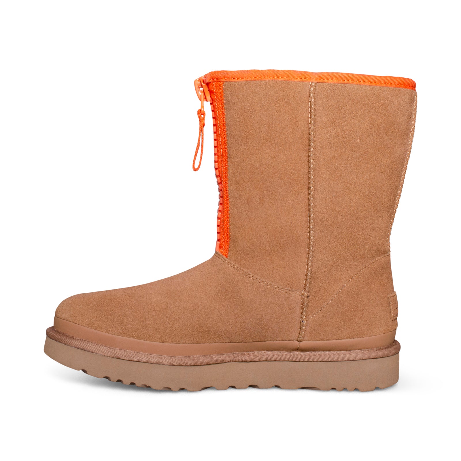 UGG Classic Short Zipper Tape Logo Chestnut Boots - Women's