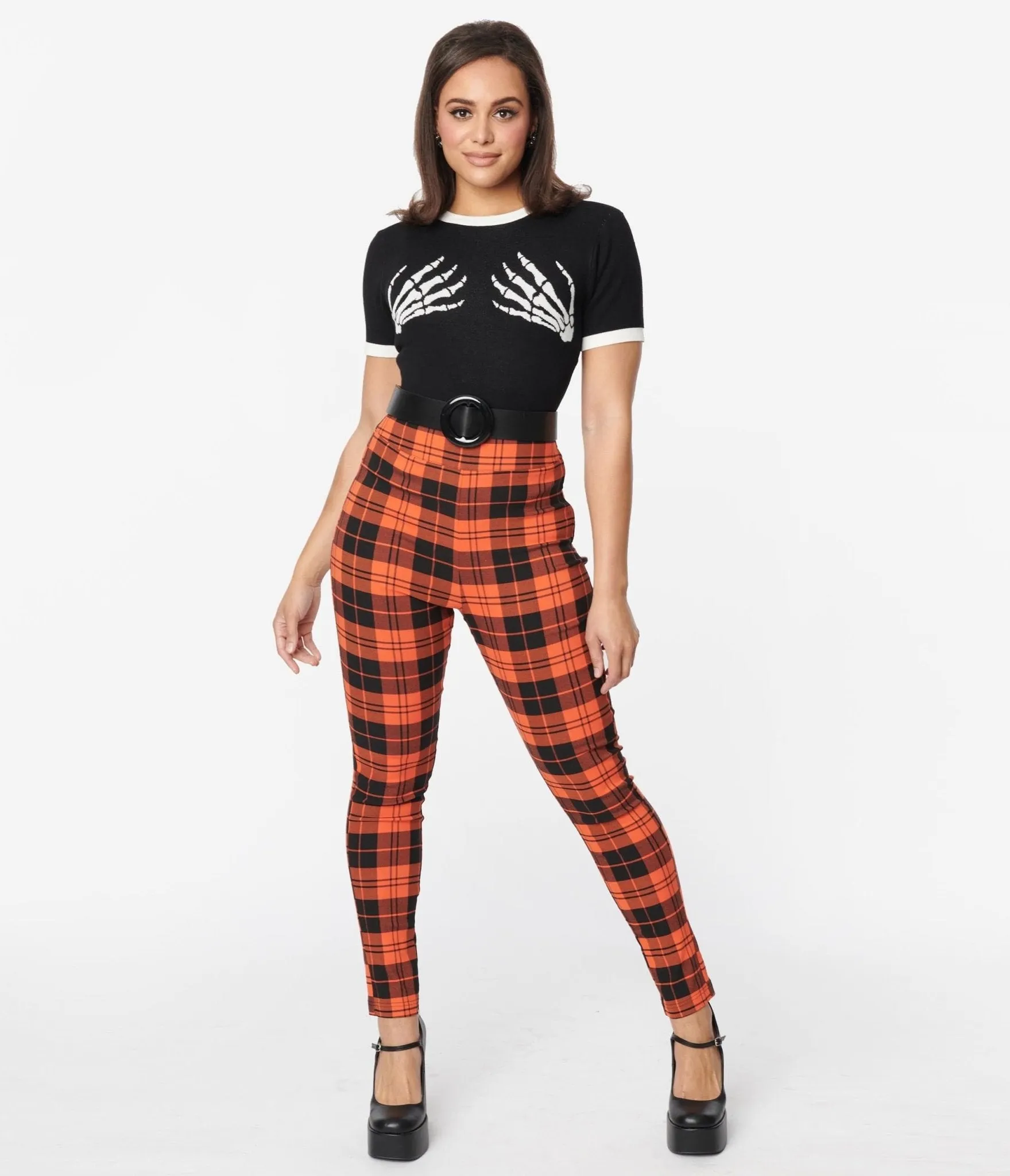 Unique Vintage Orange Plaid Rizzo Cigarette Pants