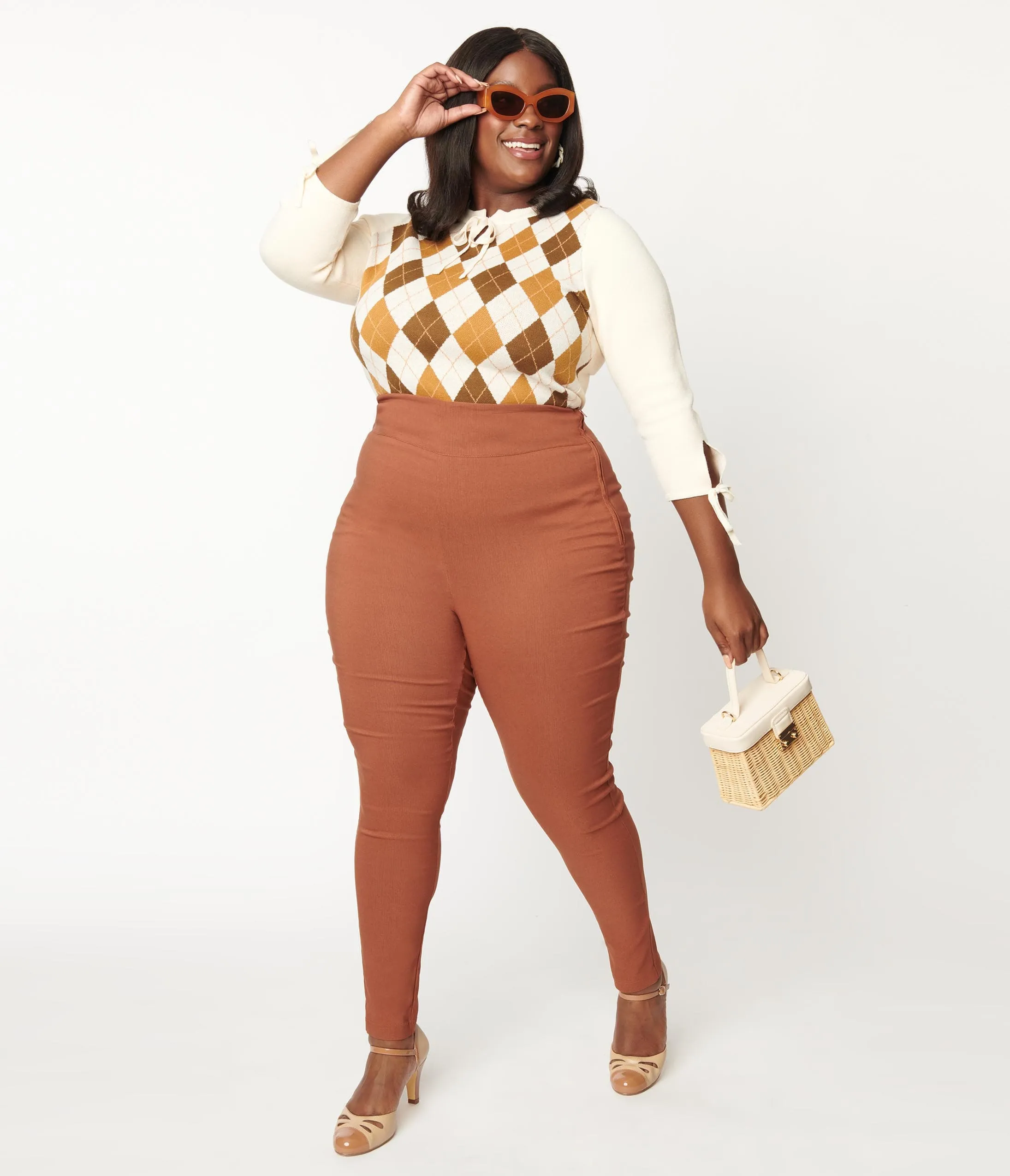 Unique Vintage Plus Size Brown Rizzo Pants