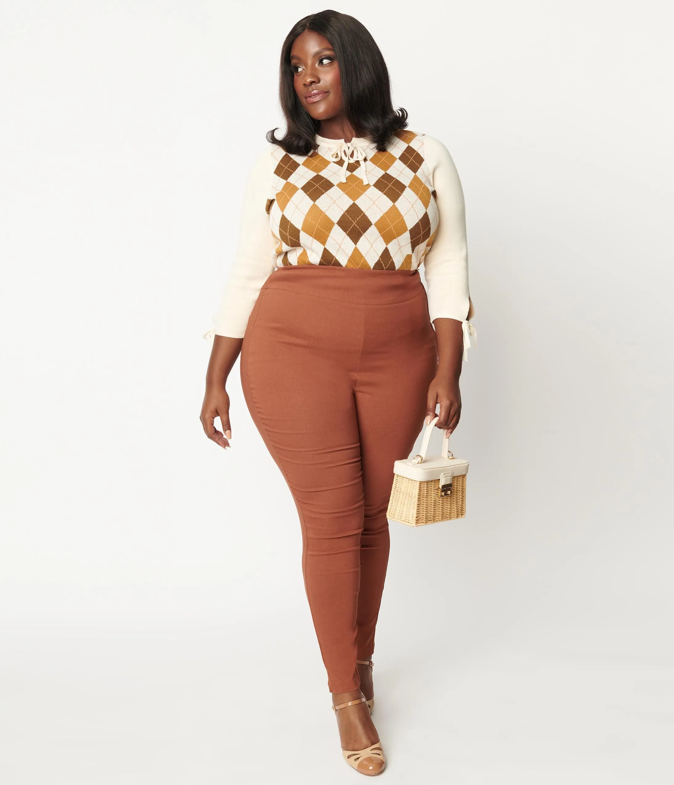 Unique Vintage Plus Size Brown Rizzo Pants