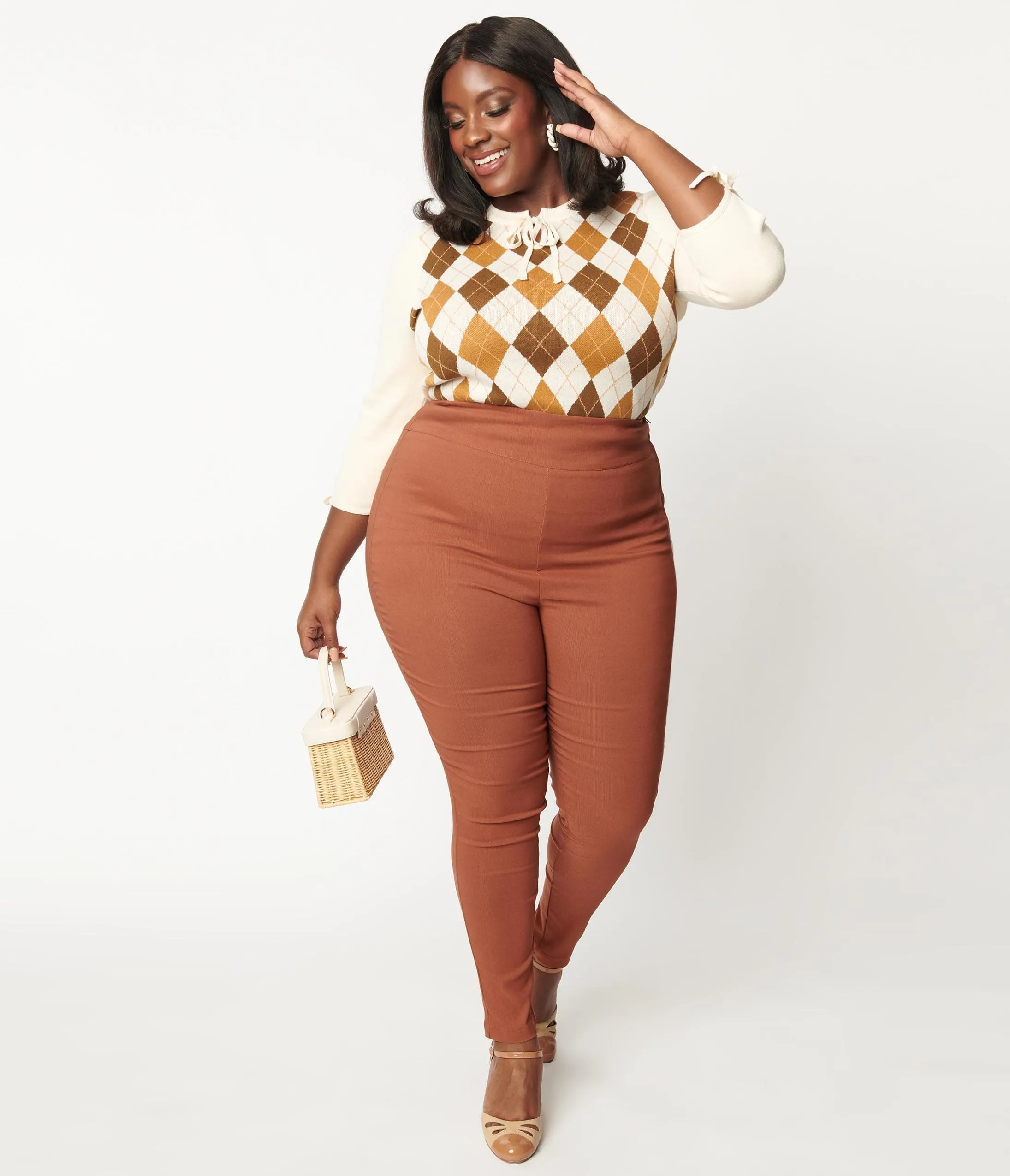 Unique Vintage Plus Size Brown Rizzo Pants