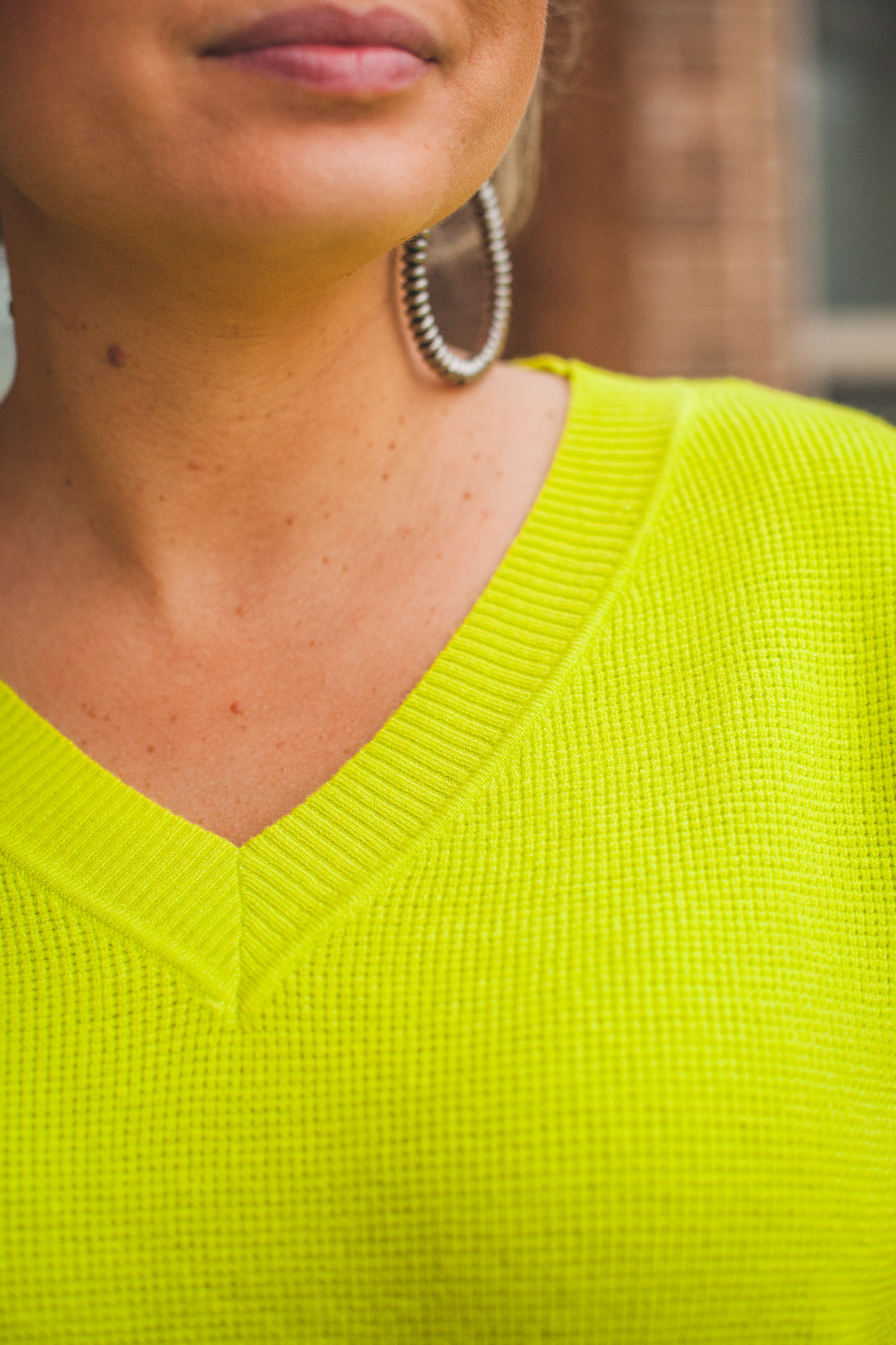 V-Neck Sweater in Lime Green