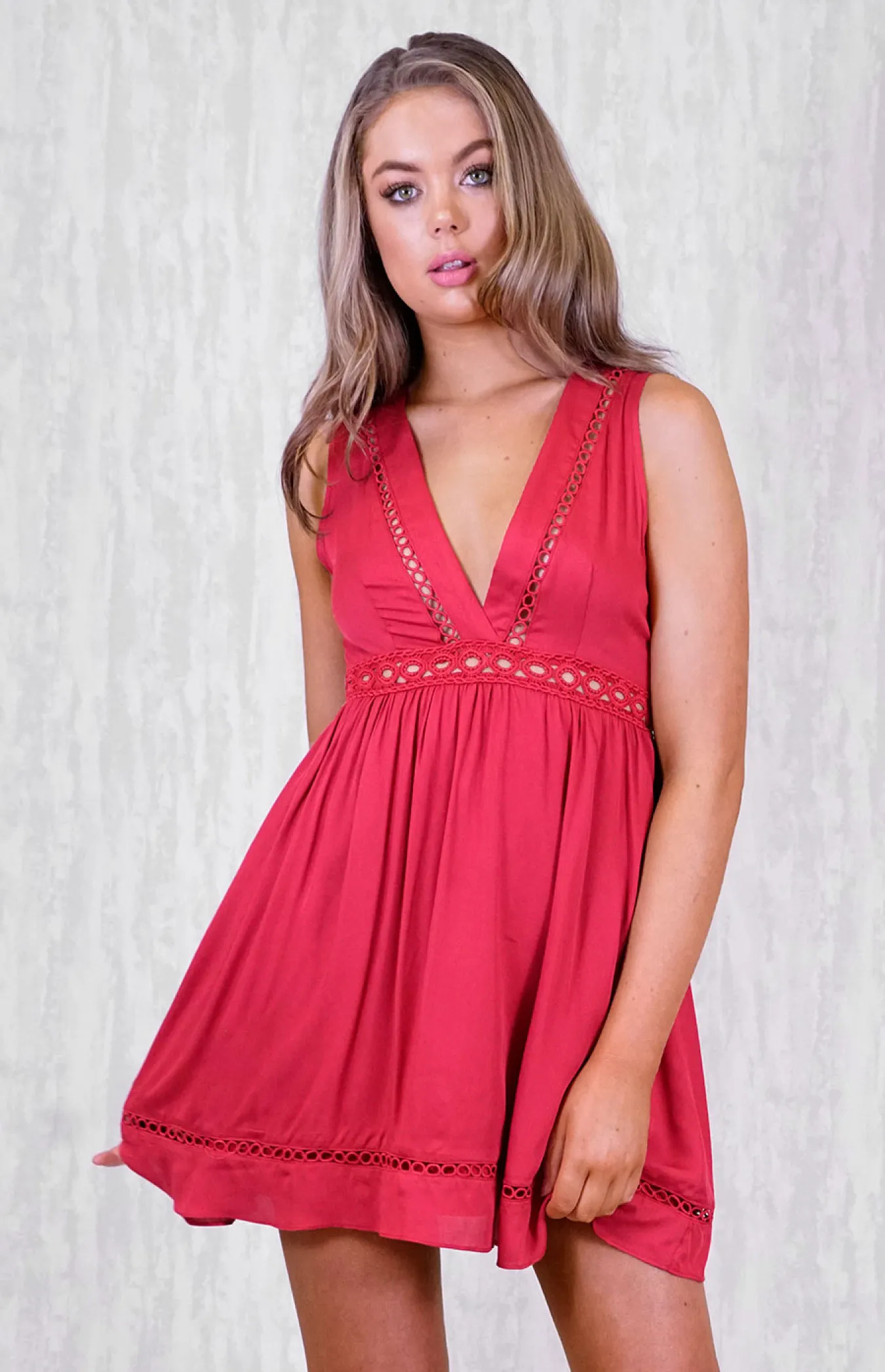 V-Neckline Dress with Trim Details (SSD99) 