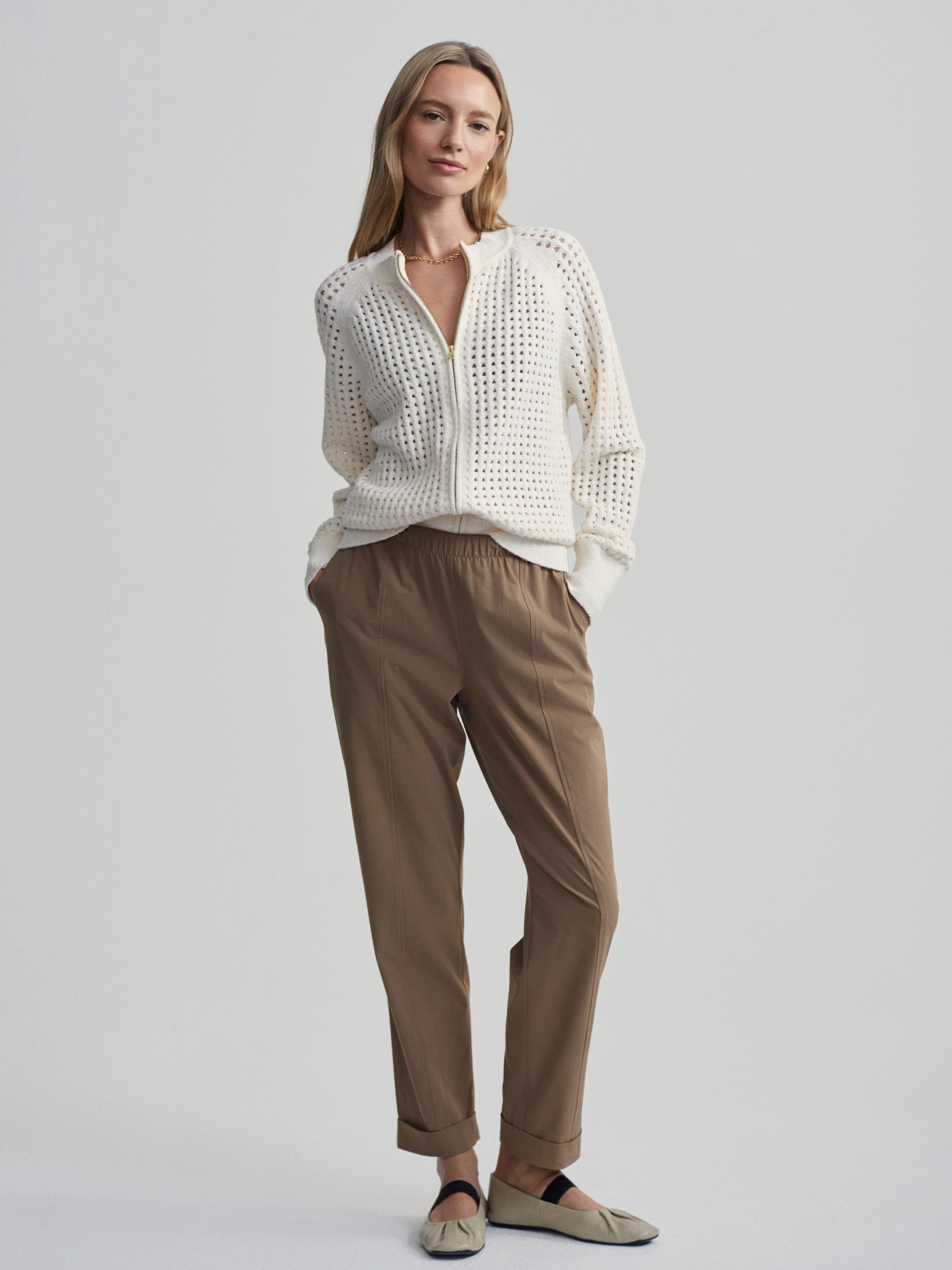 Varley Marta Boucle Knit Jacket in Coconut Milk