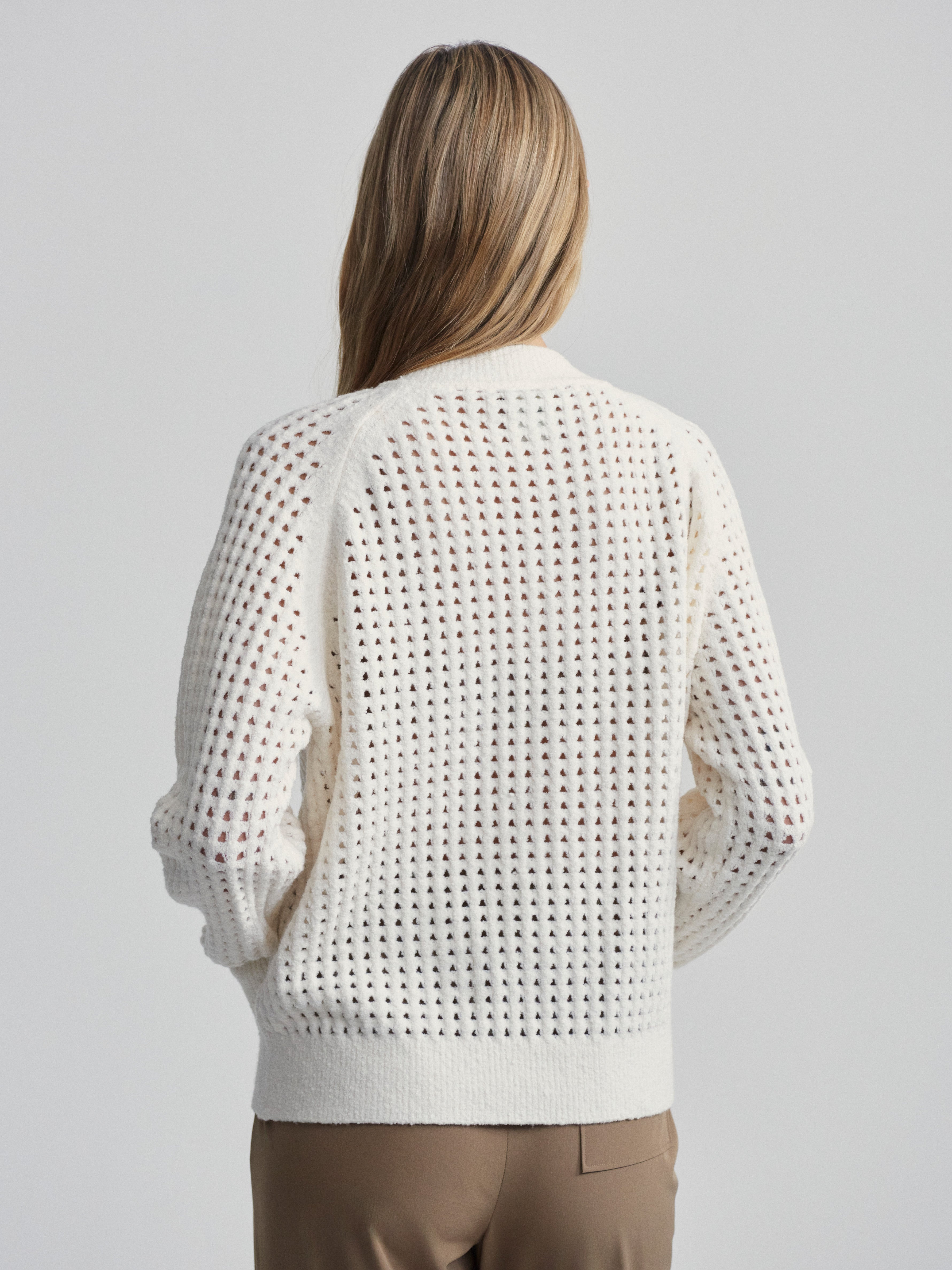 Varley Marta Boucle Knit Jacket in Coconut Milk