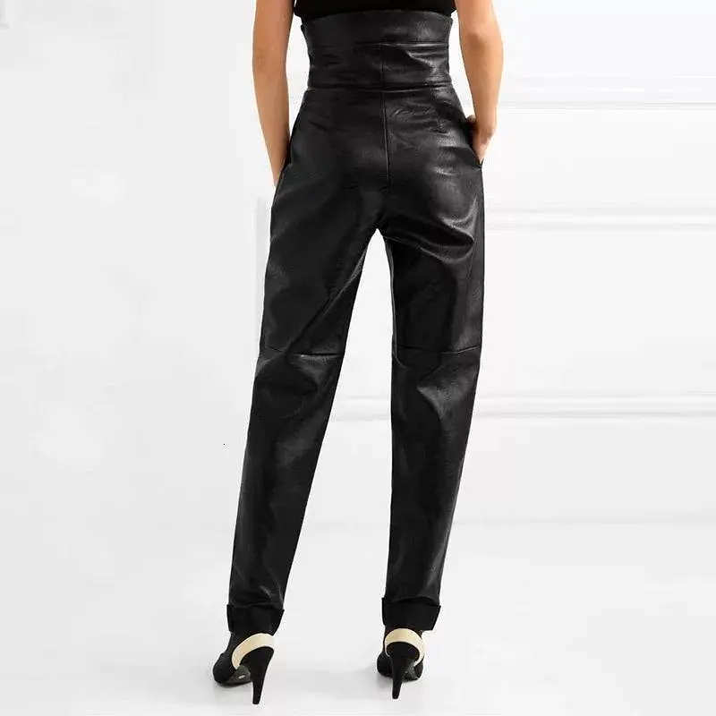 Vegan Leather High Waist Ruched Pants