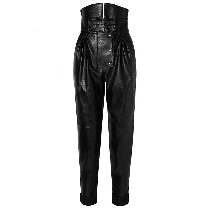 Vegan Leather High Waist Ruched Pants