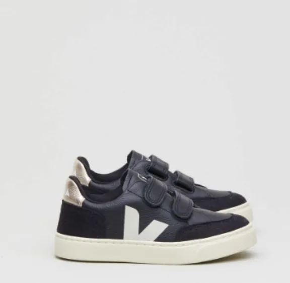 Veja Black and Gold Velcro Sneaker