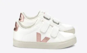 Veja White and Rose Metallic Fur Sneaker