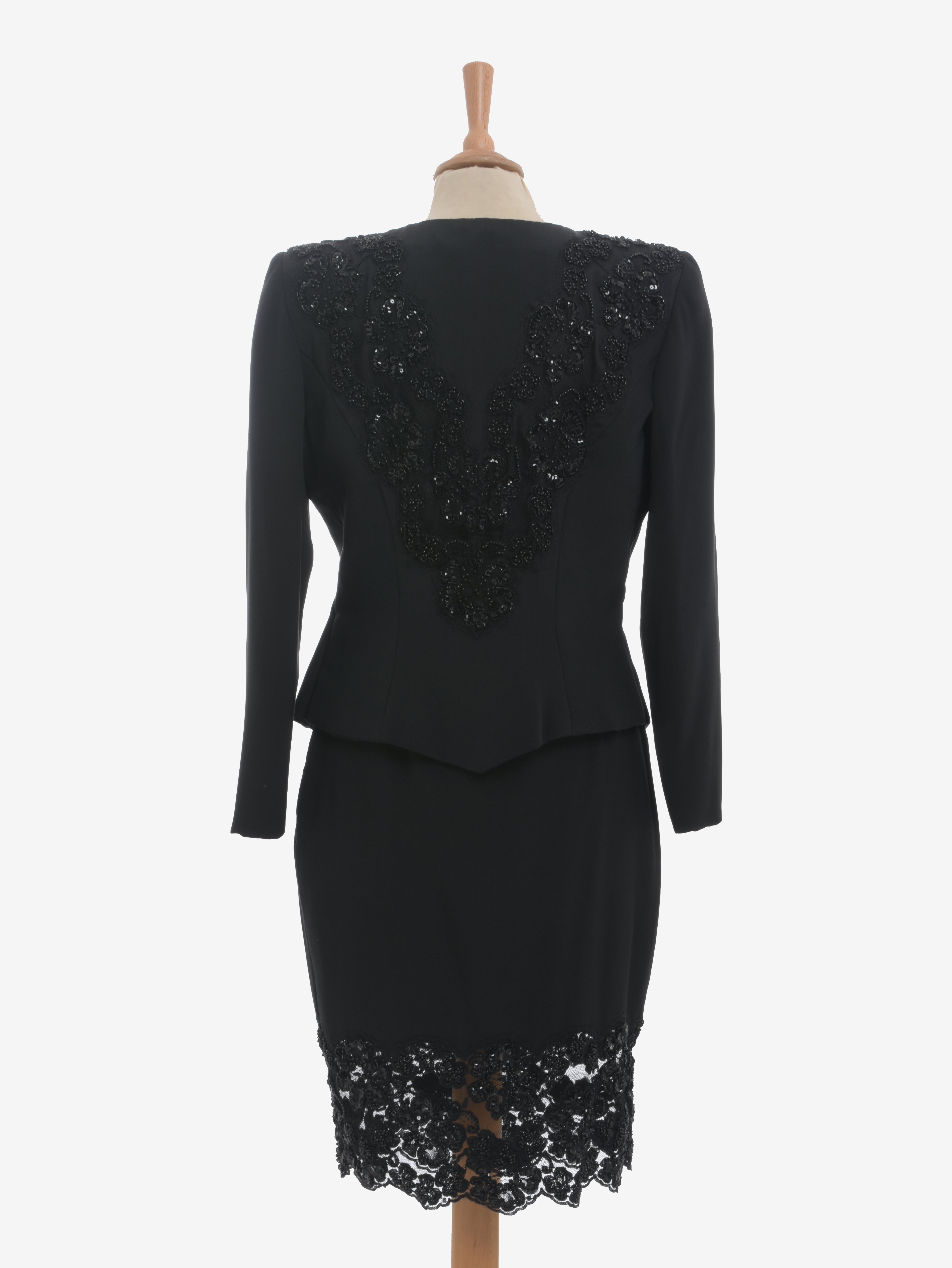 Vicky Tiel Lace And Sequin Embroidered Suit