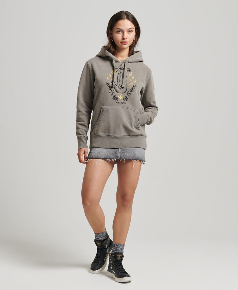 Vintage Peace & Love Hoodie | Dark Khaki