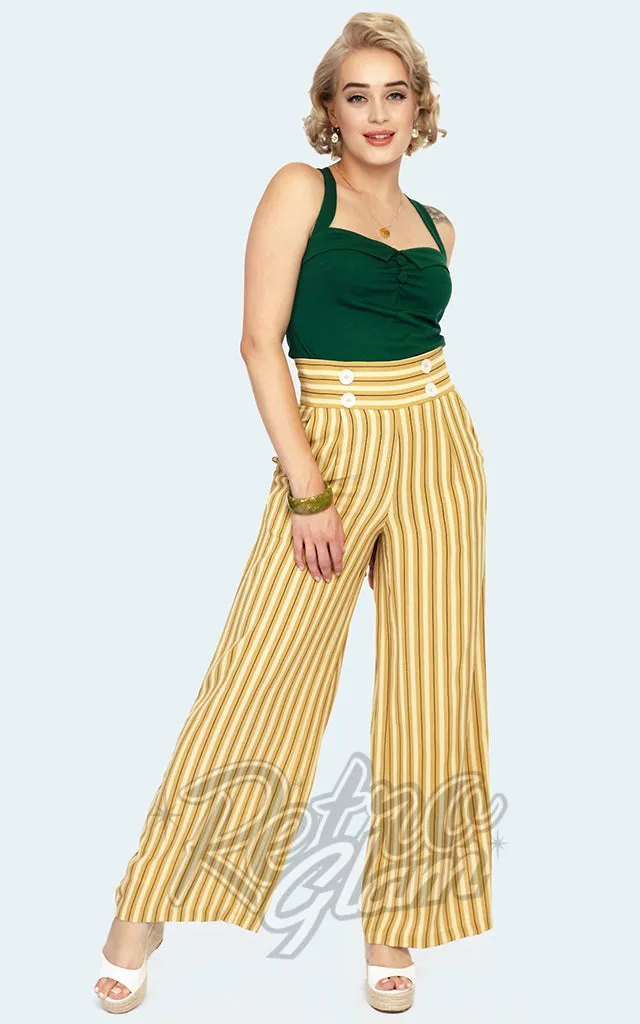 Voodoo Vixen Mustard Striped Wide Leg Pants