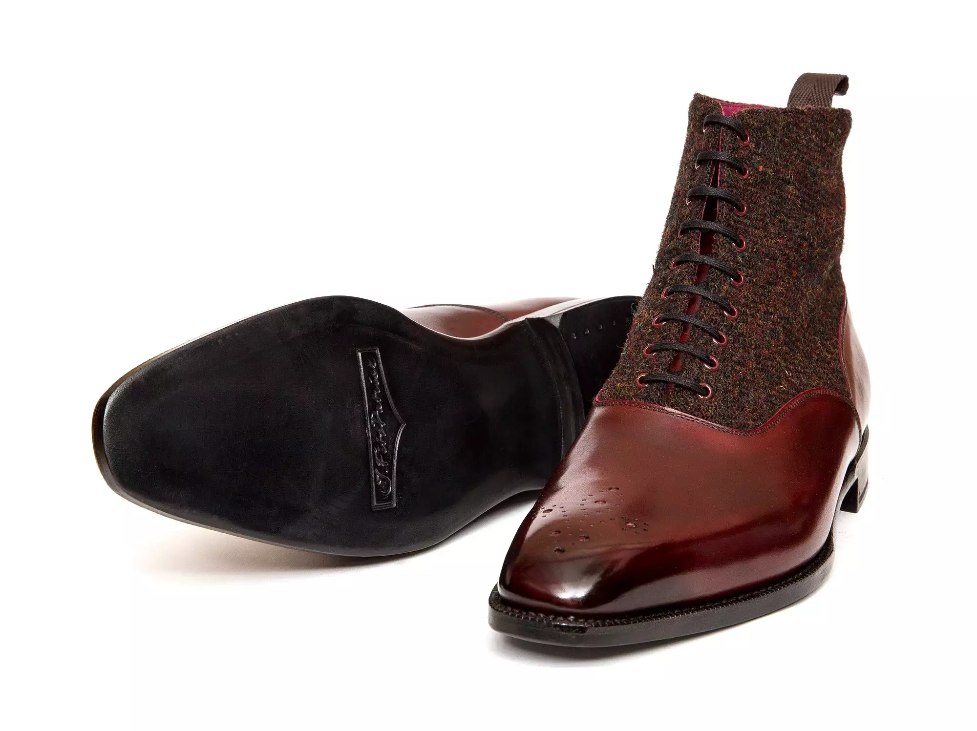 Wedgwood - MTO - Burgundy Calf / Burgundy Medley Tweed - MGF Last - Single Leather Sole