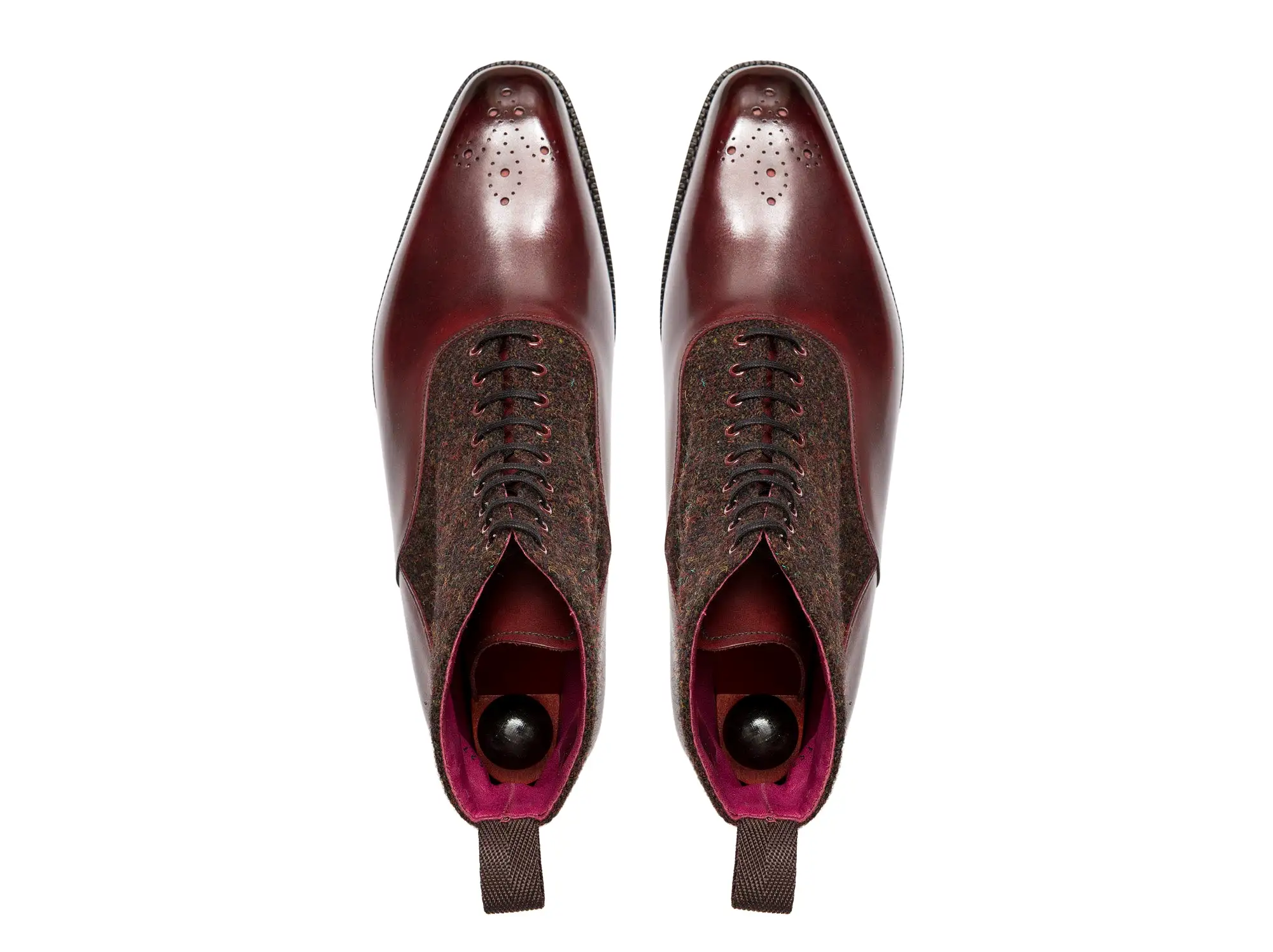 Wedgwood - MTO - Burgundy Calf / Burgundy Medley Tweed - MGF Last - Single Leather Sole