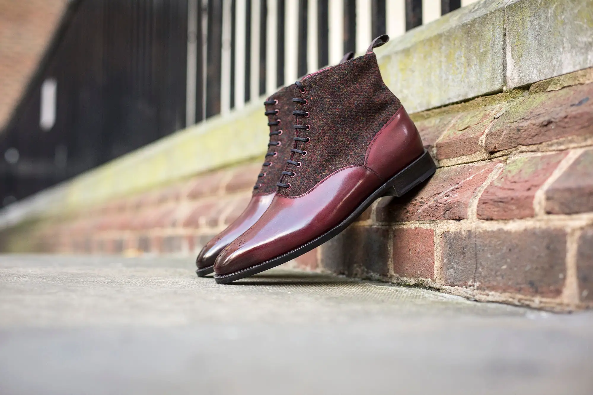 Wedgwood - MTO - Burgundy Calf / Burgundy Medley Tweed - MGF Last - Single Leather Sole