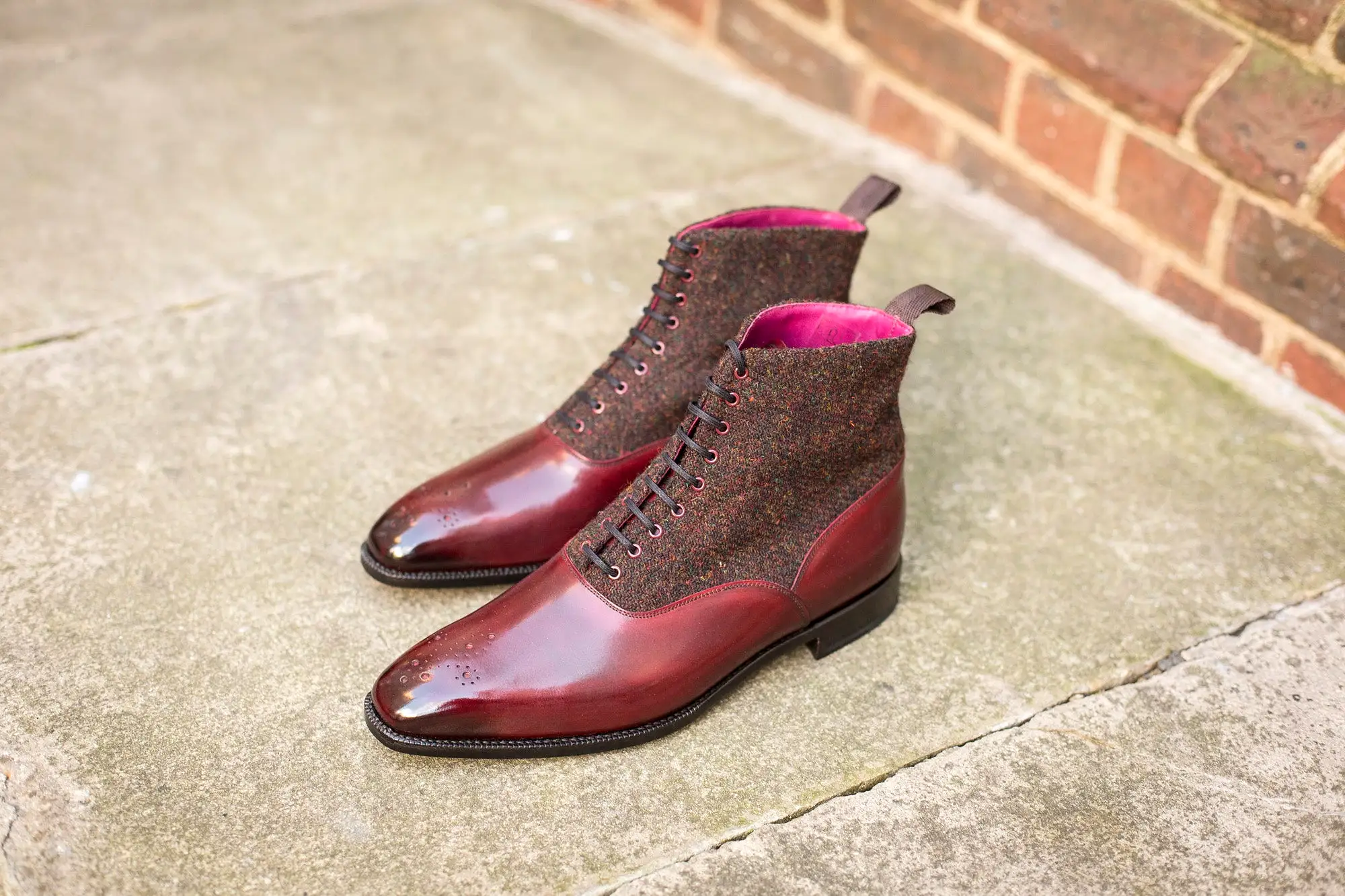 Wedgwood - MTO - Burgundy Calf / Burgundy Medley Tweed - MGF Last - Single Leather Sole