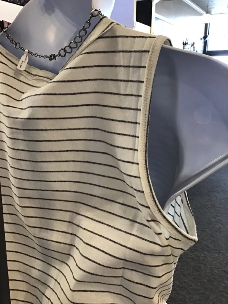 White & Black Striped Tank Top -  Small to 3X