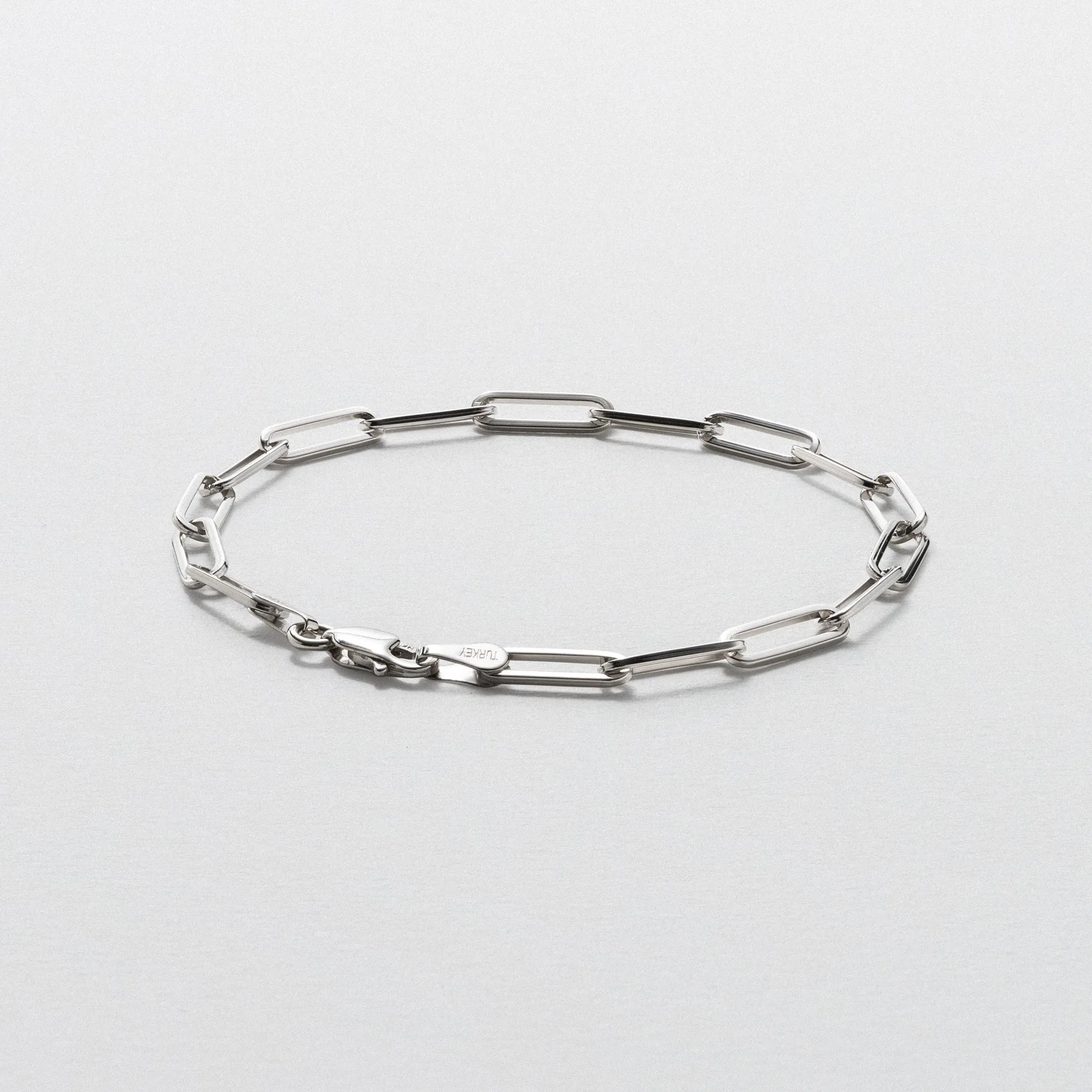 White Gold Chain Link Bracelet - Polished 3.85mm