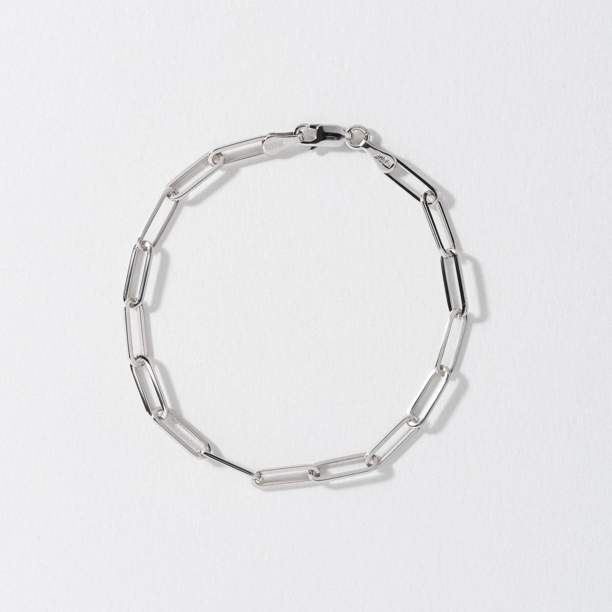 White Gold Chain Link Bracelet - Polished 3.85mm