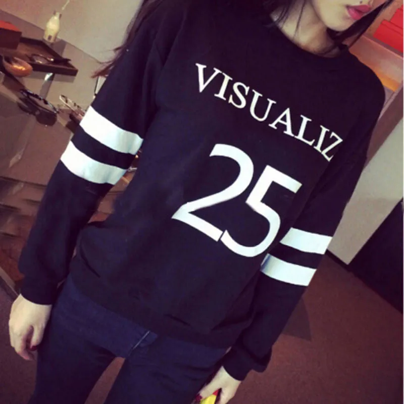 Women BF 25 Letters Printed Long Sleeve Hedging Sweatshirts Pullovers SM6