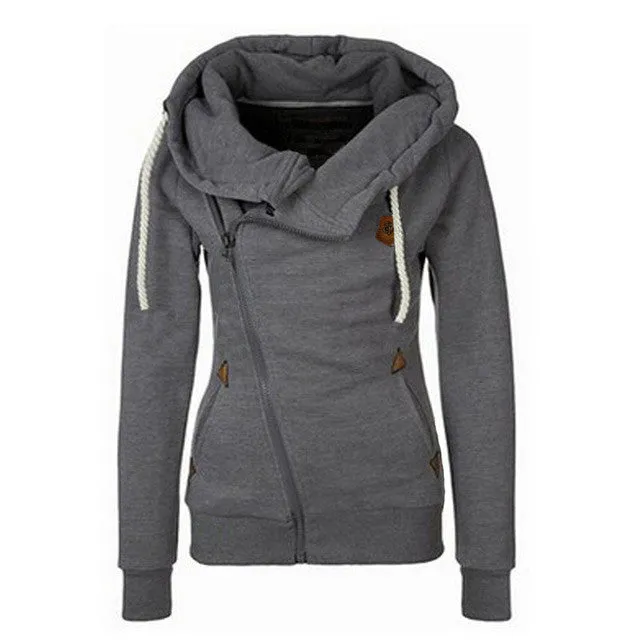 Women Hoody Autumn Winter Sportwear Thickening Plus Size Side Zipper Sweatshirt Hoodies 70032 GS