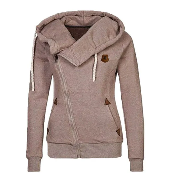 Women Hoody Autumn Winter Sportwear Thickening Plus Size Side Zipper Sweatshirt Hoodies 70032 GS