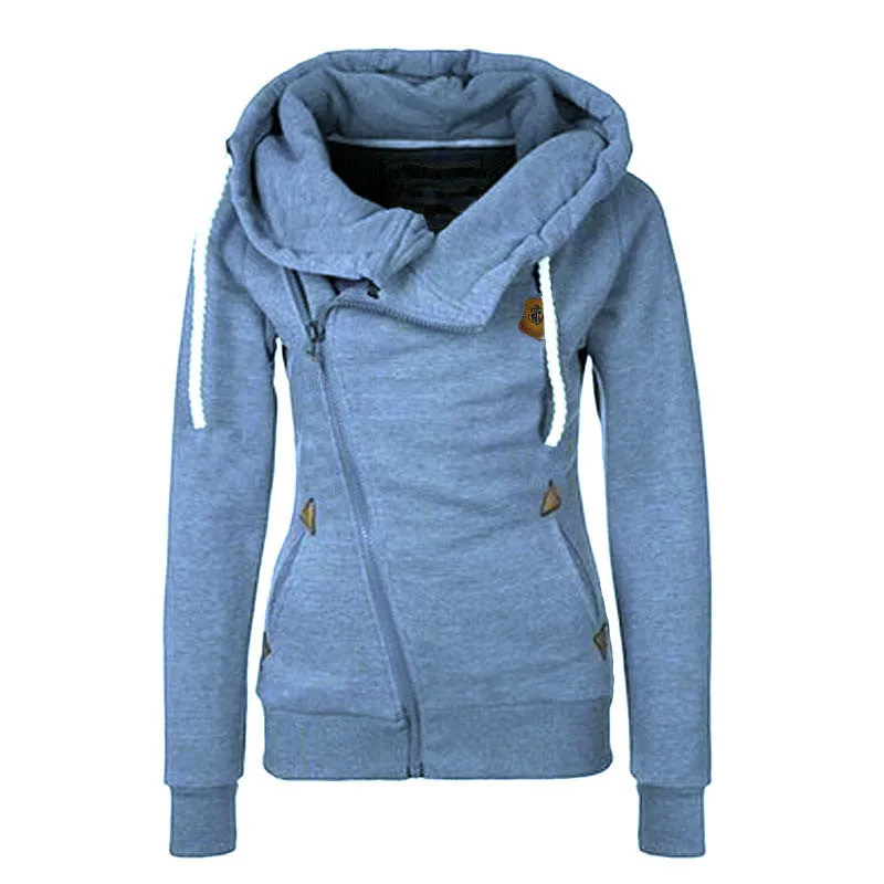 Women Hoody Autumn Winter Sportwear Thickening Plus Size Side Zipper Sweatshirt Hoodies 70032 GS