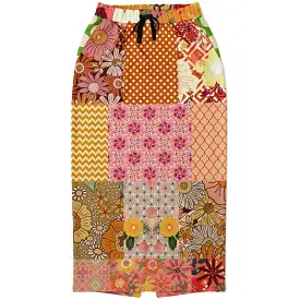 Yogananda Red Floral Patchwork Eco-Poly Long Pocket Skirt